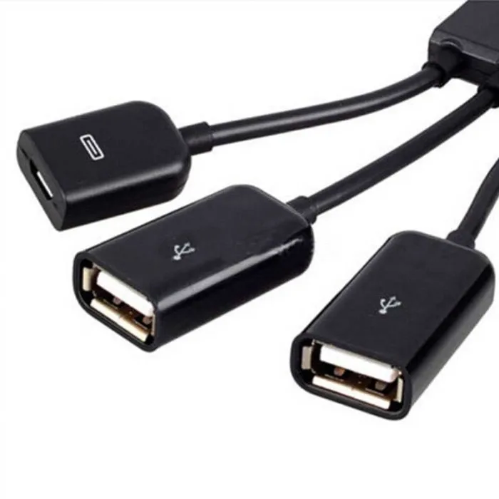 3 в 1 микро usb-хаб папа-мама и двойной USB 2,0 адаптер хоста OTG кабель ING-SHIPPING