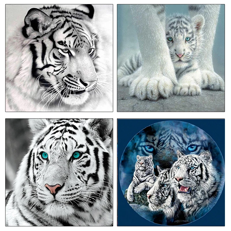 ARMYQZ Diy 5D Full Diamond Painting Animal Cross Stitch White Tiger Embroidery Needlework Pattern Rhinestone Ki | Дом и сад