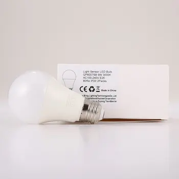 

9W E26 Intelligent Light Sensor LED Bulb 3000K with Auto Switch Outdoor/Indoor Lamp Built-in Photosensor Detection