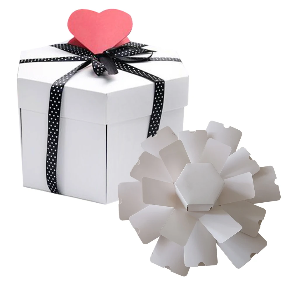 

Hexagon Surprise Explosion Box Gift Explosion DIY Scrapbook Photo Album For Anniversary DIY Photo Album Valentine Wedding Gift