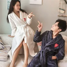 Парная ночная рубашка, зимний коралловый халат, японский халат, утренний халат, одежда для сна, вышитая Женская фланелевая ночная рубашка, домашняя одежда