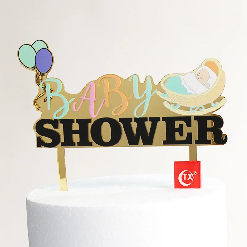 Baby Shower Toppers Torta Ragazzo O Della Ragazza Dipinta Acrilico Torta Di Compleanno Del Partito Di Cottura Della Torta Di Decorazione Lui O Lei