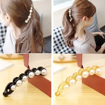 

New 1Pc Simulated Pearls Hairpins Hair Clips Jewelry Banana Clips Headwear Accessories Women Hairgrips Girl Ponytail Barrettes