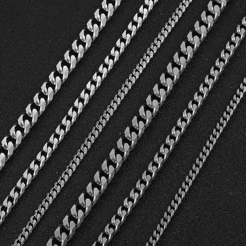 Catena Cubana Uomo Donna In Acciaio Inossidabile 316L Placcato Oro 18K, Larghezza 5mm, Lunghezze 16-30 Pollici - 3