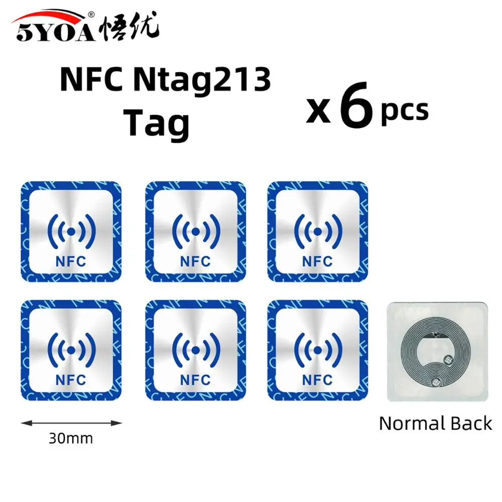 electronic gate lock 6pcs NFC Ntag213 TAG Sticker Ntag 213 for Huawei 13.56MHz Universal Label RFID Key Token Patrol Ultralight Tags best smart door lock Access Control Systems