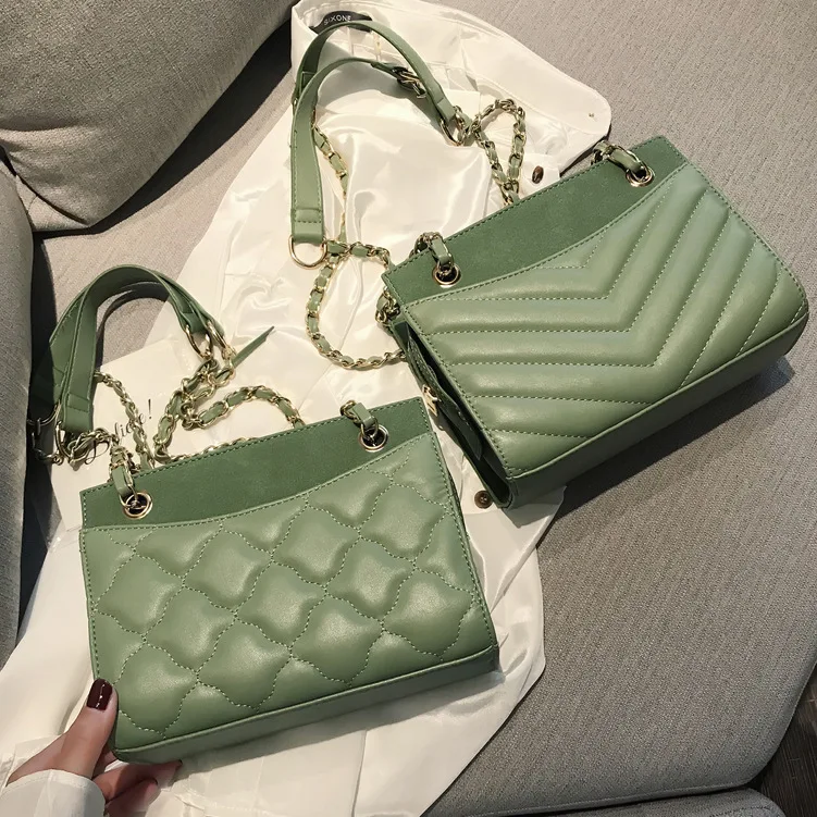 

Graceful Rhombus Chain WOMEN'S Bag 2019 New Style Versatile Fashion MORI Series Fresh Summer Shoulder Square Sling Bag