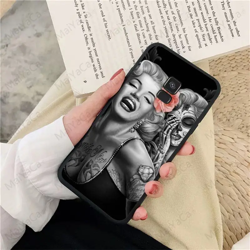 Одри Хепберн Мэрилин Монро умный чехол черный мягкий для телефона samsung Galaxy A10 A8 A6 A7