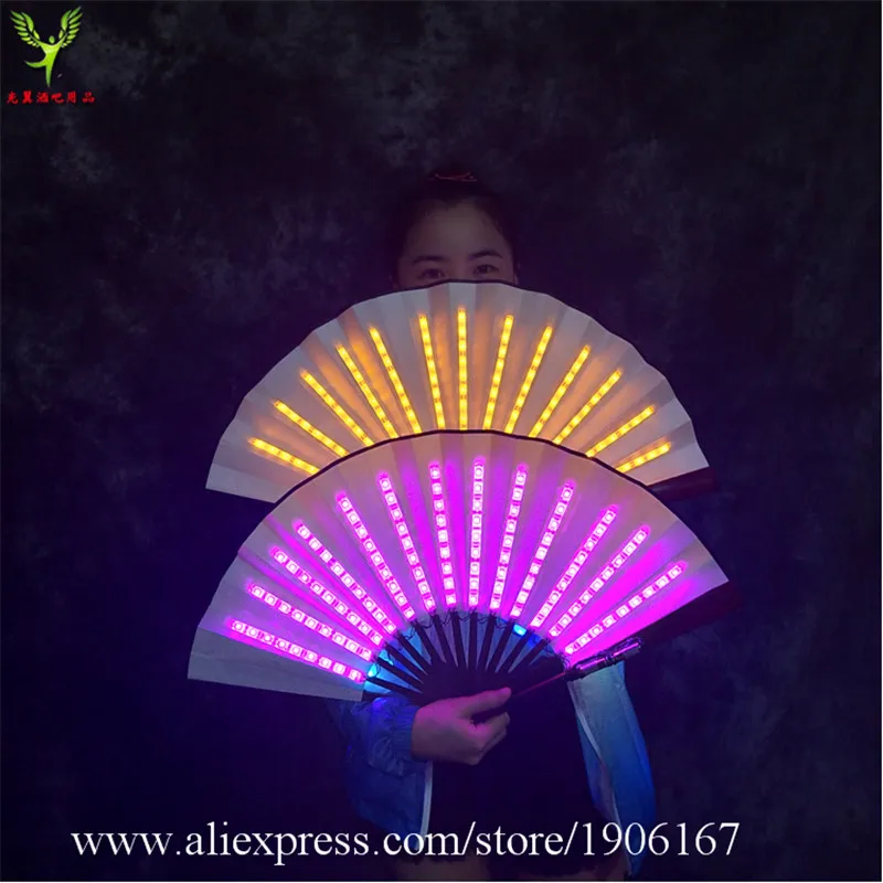 Bar nightclub Judi light fan inscription personality male and female net red light fan custom logo folding fan03