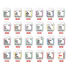 Роскошный чехол для Airpods 2 1 с Bluetooth гарнитурой, с этикеткой, штрих-кодом, американским городским буквенным принтом, для наушников, прозрачный мягкий чехол из ТПУ