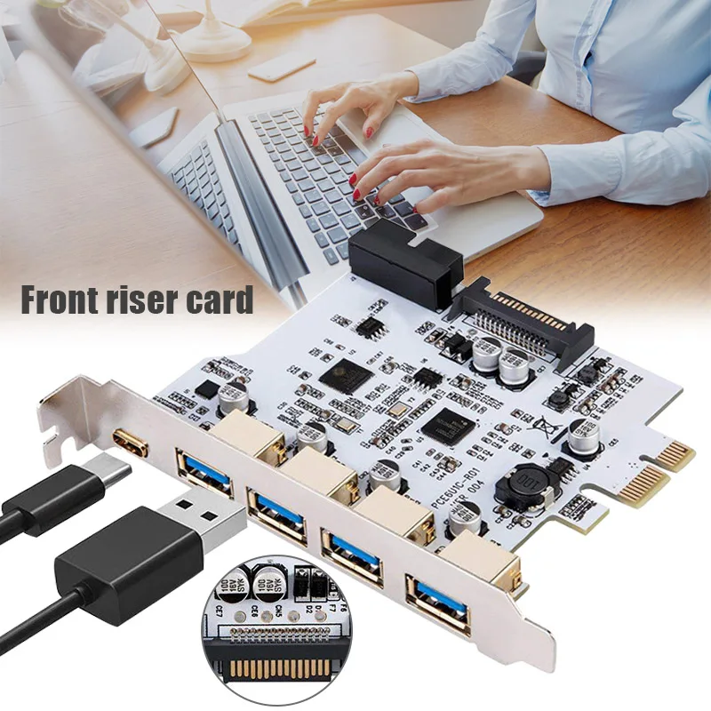4-портовый USB 3,0 Тип-C 19PIN карты расширения Dual Core Позолоченный разъем H-best
