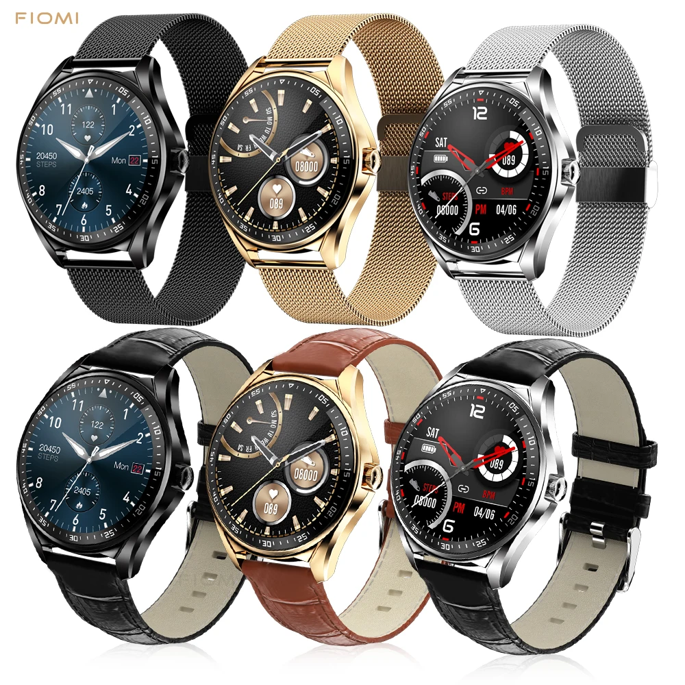 FIOMI Fashion Business Men Smart Watch Women Bluetooth Call Music with Heart Rate Monitoring Custom Dial Touch Водонепроницаемые