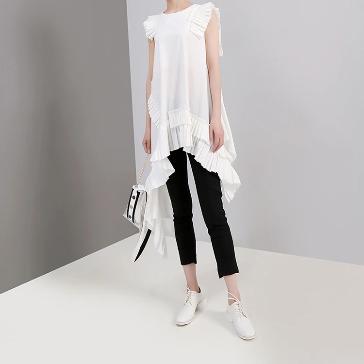 New Fashion Style Irregular Sleeveless Ruffles Hem Blouse Fashion Nova Clothing