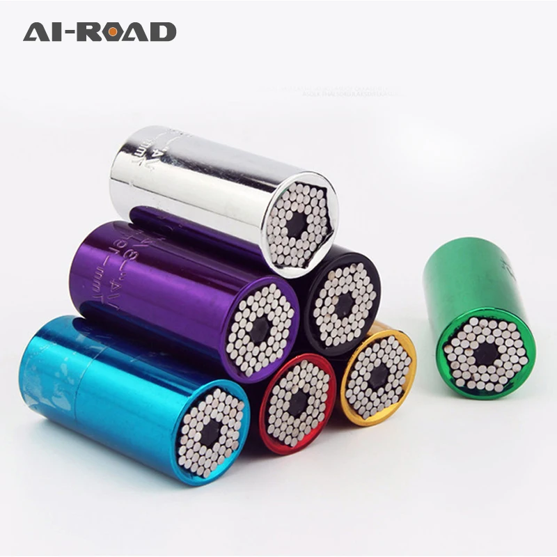  Universal Socket Gator grip Socket Wrench Set with Power Drill Adapter Chrom-Vanadium Steel from 7-