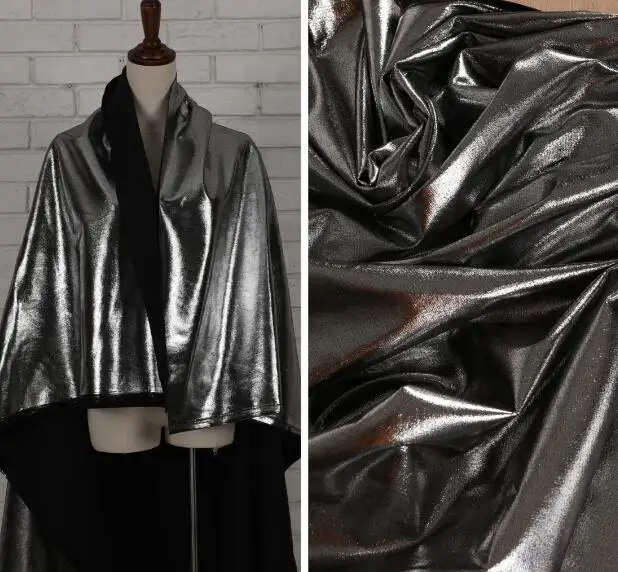 Креативная серебристо-серая Лазерная зеркальная полиэфирная кожаная ткань матовый узор Дизайнерская одежда текстиль tissu Лоскутная Ткань C798