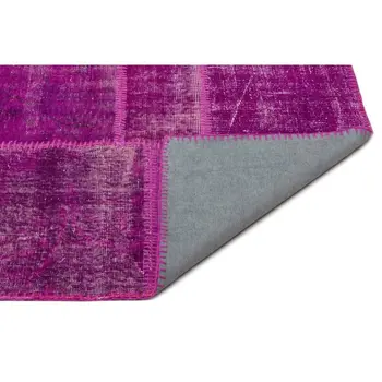 

Handmade Fuchsia Vintage Overdyed Patchwork Area Rug 276x366 Cm-9'1''X12'0''
