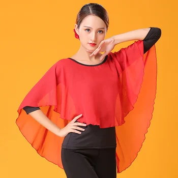 

Summer New Latin Dance Shirt Standard Ballroom Dance Practice Clothes Women'S Jacket Modern Samba Tango Stage Dance Tops DL4422