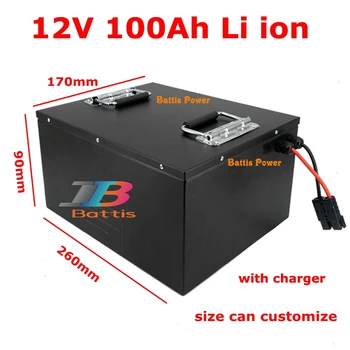 

12V 100AH lithium ion battery 18650 BMS for 1200w inverter Solar energy storage boat RE Household appliances +10A Charger
