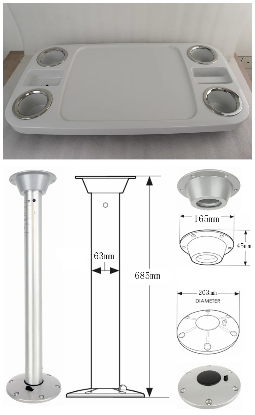 Глянцевый белый ABS прямоугольная столешница 457*864*102 мм для морской лодки RV - Цвет: Table and Pedestal