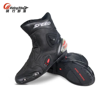 

PRO-BIKER Microfiber Leather Motorcycle Boots Racing Motocross Riding Boots Middle Legs Shoes Male/Female A004 Model