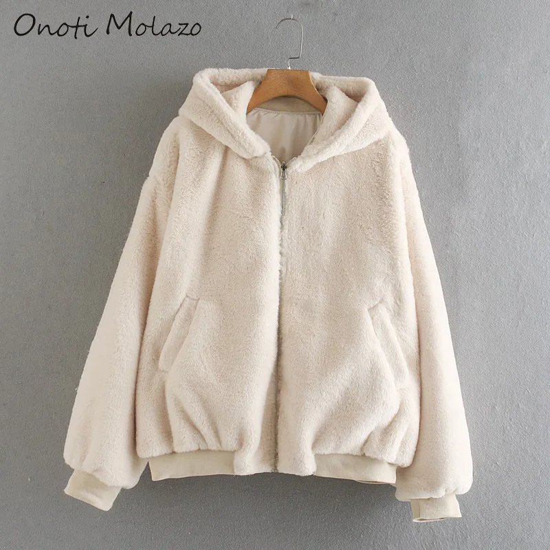Onoti Molazo пальто куртки женские Реверсивные меховые карманы Повседневная Женская