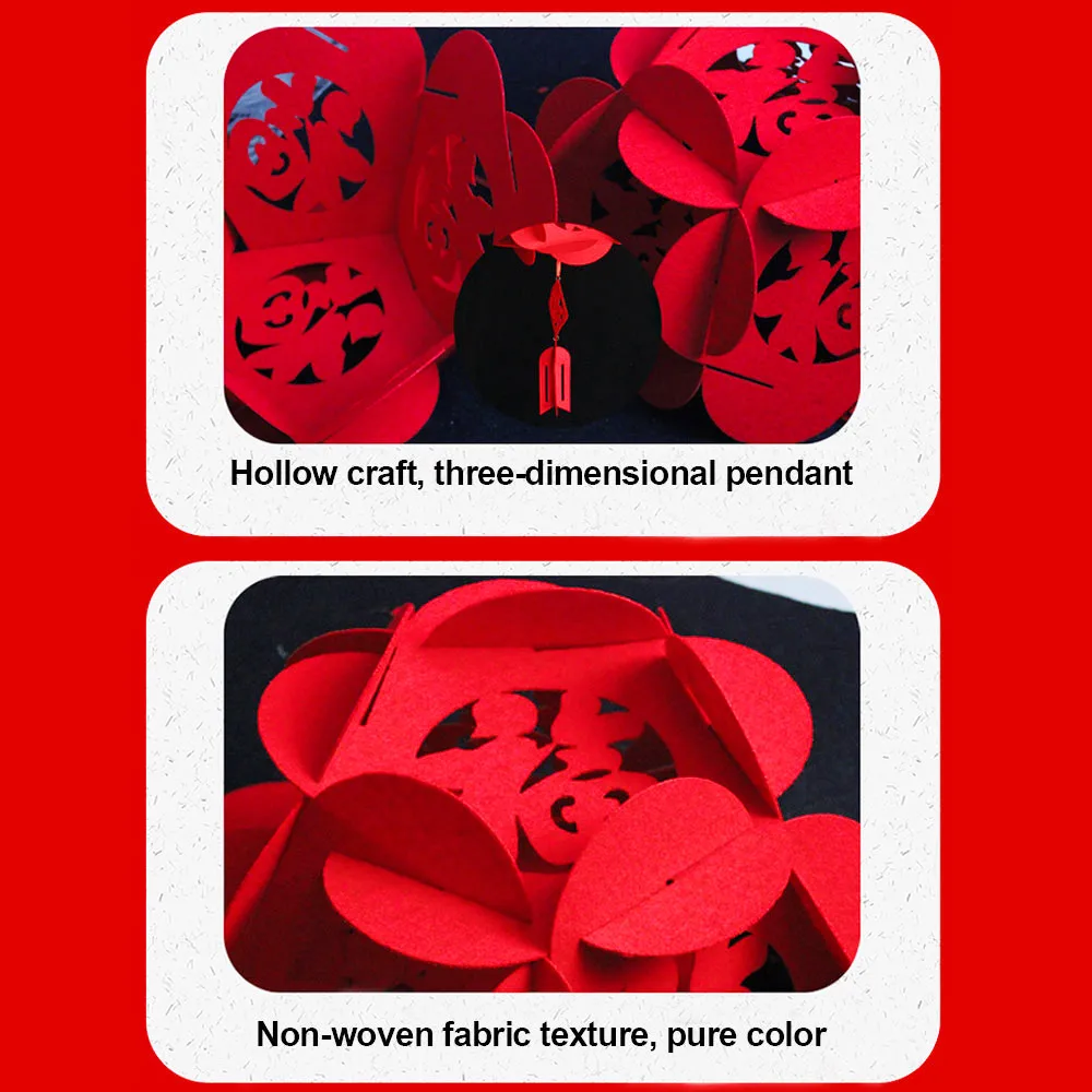 Chinese Lantern Festivous 3D China Fortune Hydrangea Traditional New Year Pendant Home Decoration Red