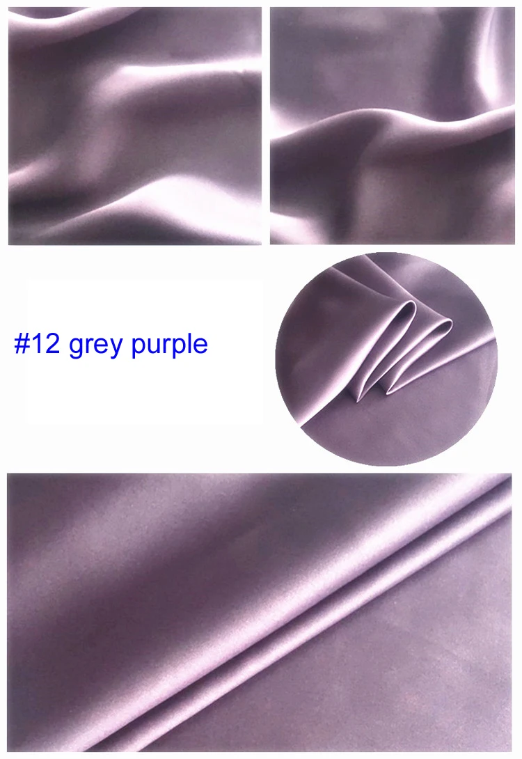12 grey purple Мягкий шелк Шармез Ткань вечернее платье шелк тутового шелкопряда атласный измеритель ткани - Цвет: 12 grey purple