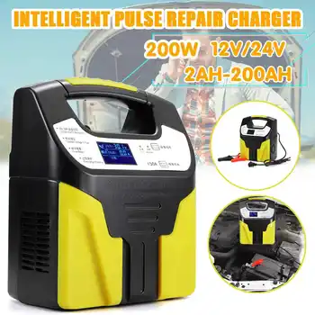 

NEW Automatic 12V/24V Car Storage Battery Charger LCD Intelligent Pulse 220V Repair for Lead Acid Lithium Battery 2AH-200AH