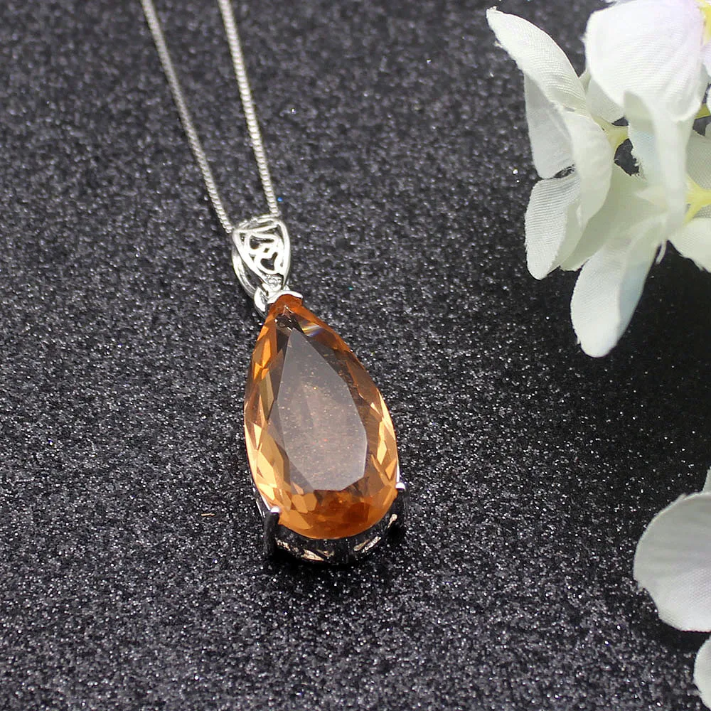 Hermosa КАПЛЕВИДНАЯ цепочка с натуральным HoneyTopaz серебряного цвета для женщин
