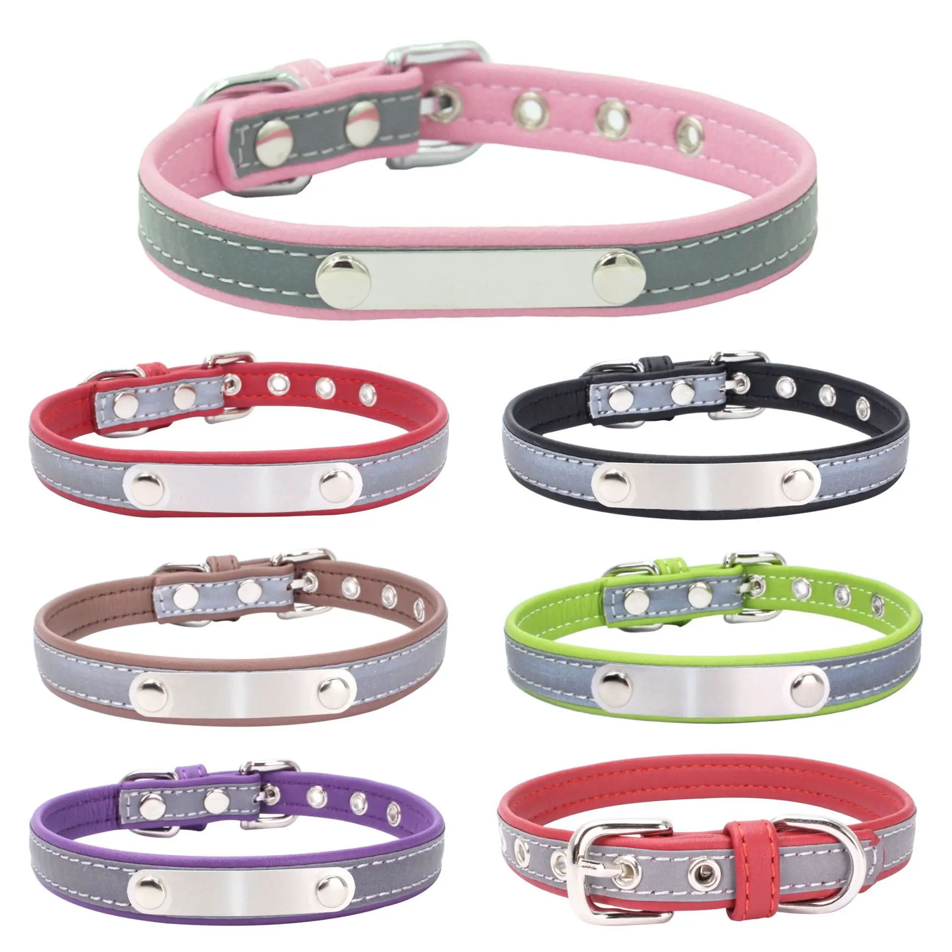 Reflective Dog Collar Pu Leather Collars For Small Dogs Chihuahua Yorkie SizeSML 