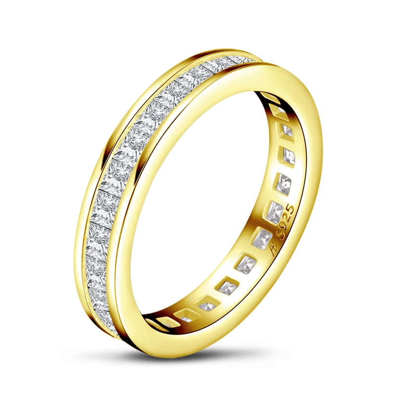 Fashion 925 Sterling Silver Full Eternity Women Engagement Ring Simulated Diamond Wedding Silver Bridal Rings Jewelry - 4