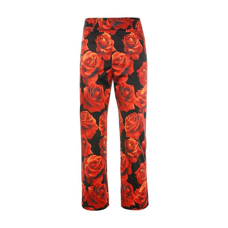 HEYounGIRL, цветочный принт с розами, Харадзюку, штаны с высокой талией, Капри, хип-хоп, свободные женские штаны, повседневные Модные брюки для девушек