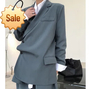 

Simple Autumn 2020 Ladies Fashionable Oblique Placket coat Simple Suit Loose Long Personality Blazer Women