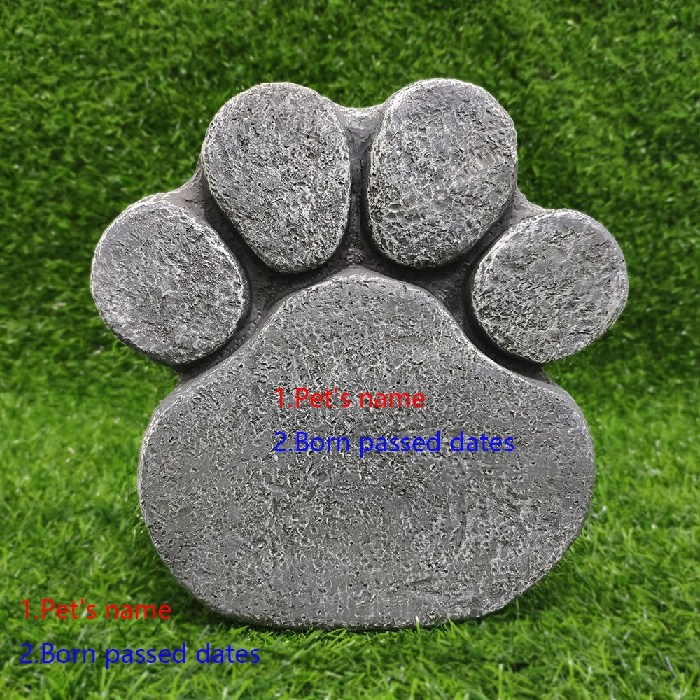Resin Big dog paw shape memorial stone For Garden Backyard Marker Loss of Pet Gift Paw Print Tombstone JSYS