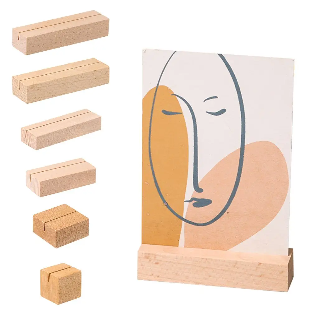 1Pcs Wooden Photo Stand Picture Cards Display Stand Business Card Holder Rectangle Card Clip Memo Holder Home Office Photo Holder Stand