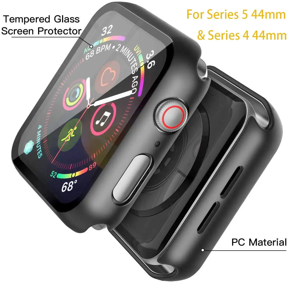 Чехол+ стекло для apple watch 5 44 мм 40 мм iWatch 42 мм 38 мм 3D 9H защита экрана+ бампер крышка apple watch 4 3 2 1 серия 40 44 мм