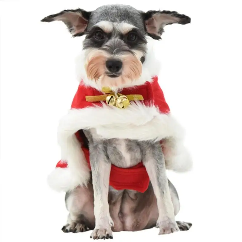 Рождественская одежда для собаки; милое рождественское пальто с колокольчиками; зимняя теплая одежда для щенка; милое пальто с капюшоном; сезон осень-зима; Прямая поставка