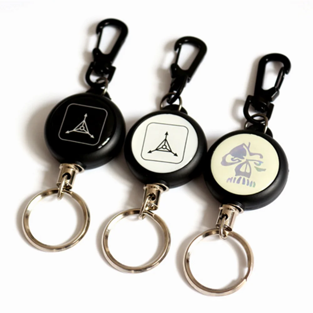 

60cm Retractable Keychain Holders Recoil Extendable Metal Wire Key Chain Ring Clip Pull Keyring Retracting Steel Wire Belt Key