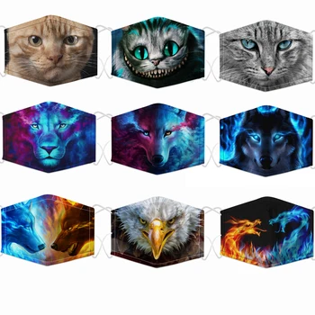 

Fashion Printed Adult Black Mask Respirator Reusable Face Mask for Mouth Activated Carbon Filter Washable Cycling Mouth Muffle