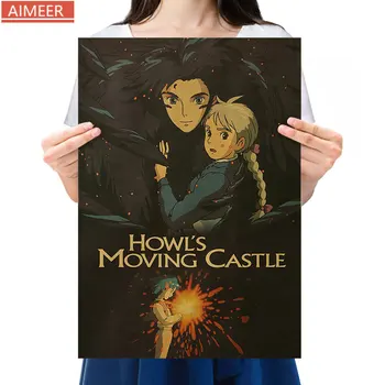 

AIMEER Classic anime Howl's Moving Castle Original Heart Kraft Paper Retro Poster Bar Cafe Decorative Painting 51*35cm