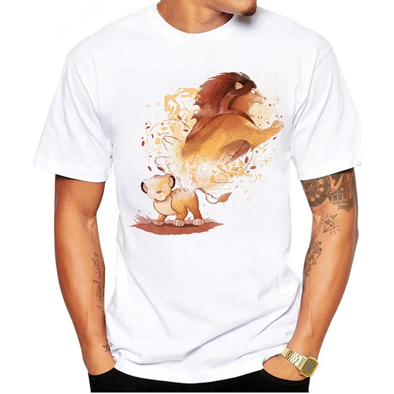 LUSLOS крутые топы, рубашка хипстер хакуна матата, Мужская футболка, повседневная мужская негабаритная белая футболка, милая мужская одежда с изображением короля льва - Цвет: XMT0775