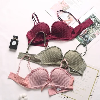 

Sexy Lace Women Underwear Comfortable Breathable Bra Set Fashion Wireless Lingerie Cotton Cup Adjusted Push Up Bra Brief Set