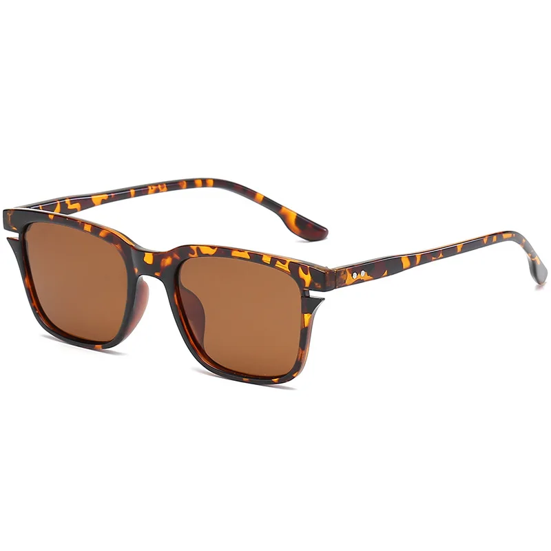 RBROVO, квадратные поляризованные солнцезащитные очки для мужчин,, поляризованные солнцезащитные очки для мужчин/женщин, винтажные очки для мужчин, зеркальные, Gafas De Sol Hombre - Цвет линз: LeopardTea