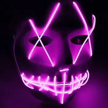 

Halloween LED Mask Masquerade Party Seam Mouth Purification Neon Mask Dark Mascara Luminous Props Portable Holiday Decoration