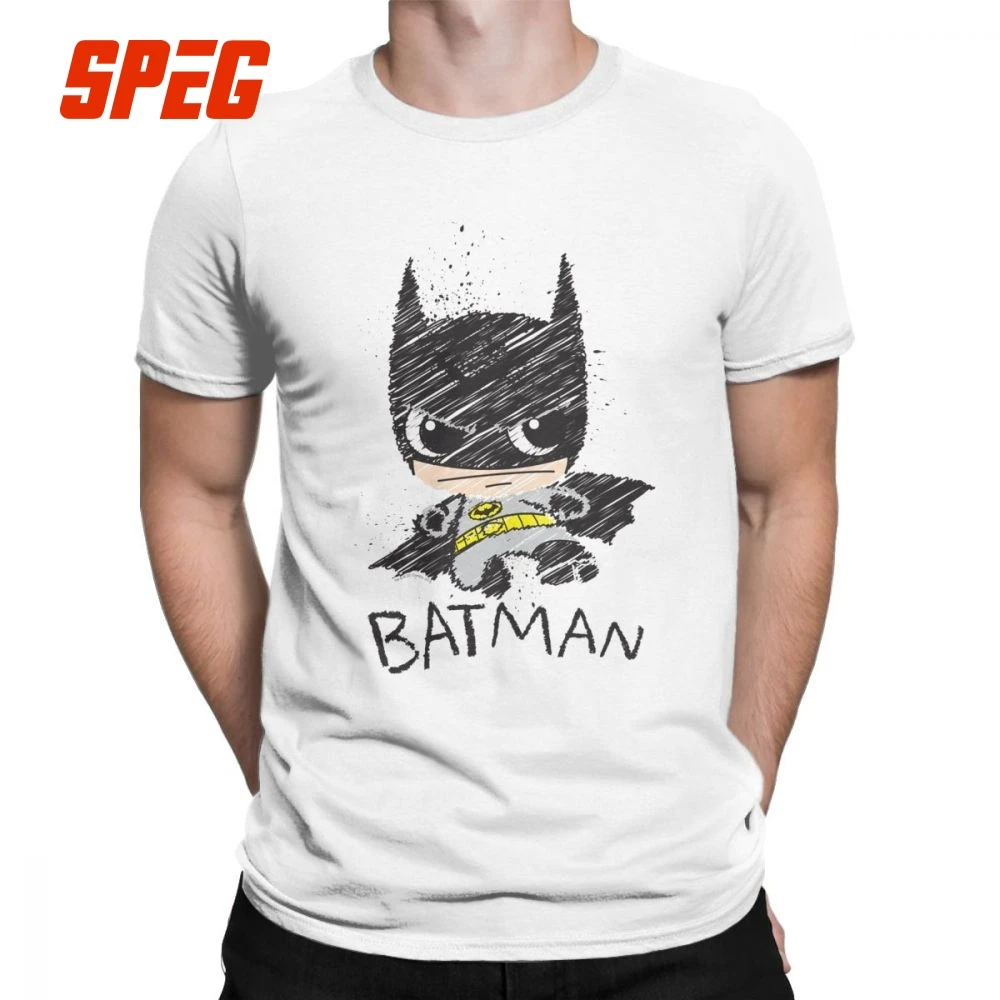 

Men Mini Classic Batman Sketch T Shirts Pure Cotton Clothing Vintage Short Sleeve Crew Neck Tee Shirt Plus Size T-Shirt