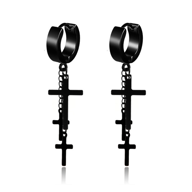 Styles 1 pair Punk Black Stainless/Titanium Steel Stud Earrings For Men and Women Gothic Street Pop Hip Hop Ear Jewelry