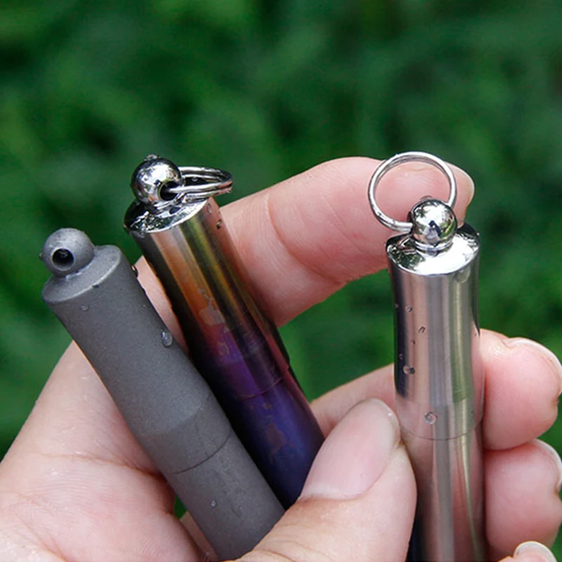 

Portable WaterProof Mini Pill Cases Storage Bottle Outdoor Pure Titanium Waterproof Pill Box Storage Bottle Pill Box Keychain