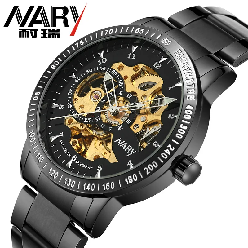 

Nary/NARY Fully Automatic Analog Watch Men Hollow out-Style Business Waterproof Watch 18026