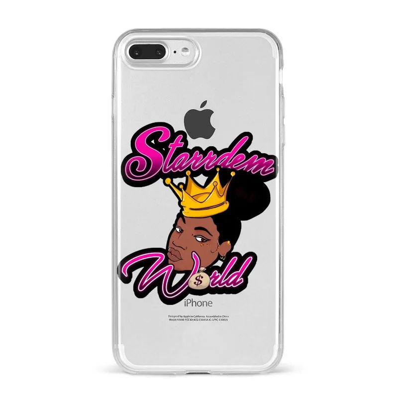 MAKE MONEY Not Friends Kash афро черная девушка Fundas чехол для iPhone X XR XS Max 8 7 6s Plus прозрачный силиконовый чехол с бантом