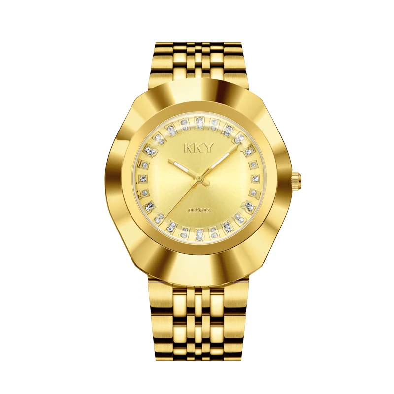 KKY New Brand Creative Golden Briquette Design Quartz Men Women Watches Relogio Masculino Luxury Wrist Watches Female Male Clock 