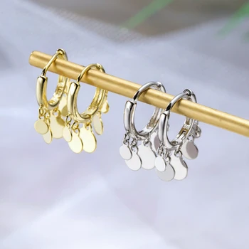 

New Fashion Round Disc Tassel Earrings For Women Golden Pendant Earrings Oorbellen Charming Ear Jewelry